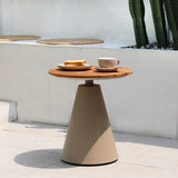 Modern Outdoor Small Round Solid Teak Patio Coffee Table Image - 5