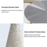 Modern Outdoor Terrazzo Round Stainless Steel Small Patio Table Image - 3