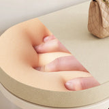 Modern Oval Beige Entryway Solid Wood Shoe Storage Bench Image - 10
