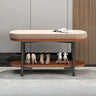Modern Oval Beige Entryway Solid Wood Shoe Storage Bench Image - 5