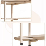 Modern Oval Beige Entryway Solid Wood Shoe Storage Bench Image - 9