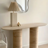 Modern Oval Scratch Resistant Stone Entryway Console Table Image - 4