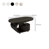 Modern Oval Stone Top Side Table with Casters and Drawers Image - 17