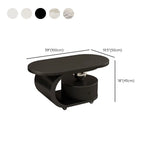 Modern Oval Stone Top Side Table with Casters and Drawers Image - 18