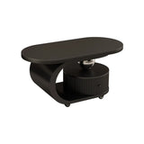 Modern Oval Stone Top Side Table with Casters and Drawers Image - 7