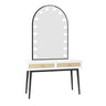 Modern Oval Timber Mirror Lights White Makeup Vanity Set Image - 2
