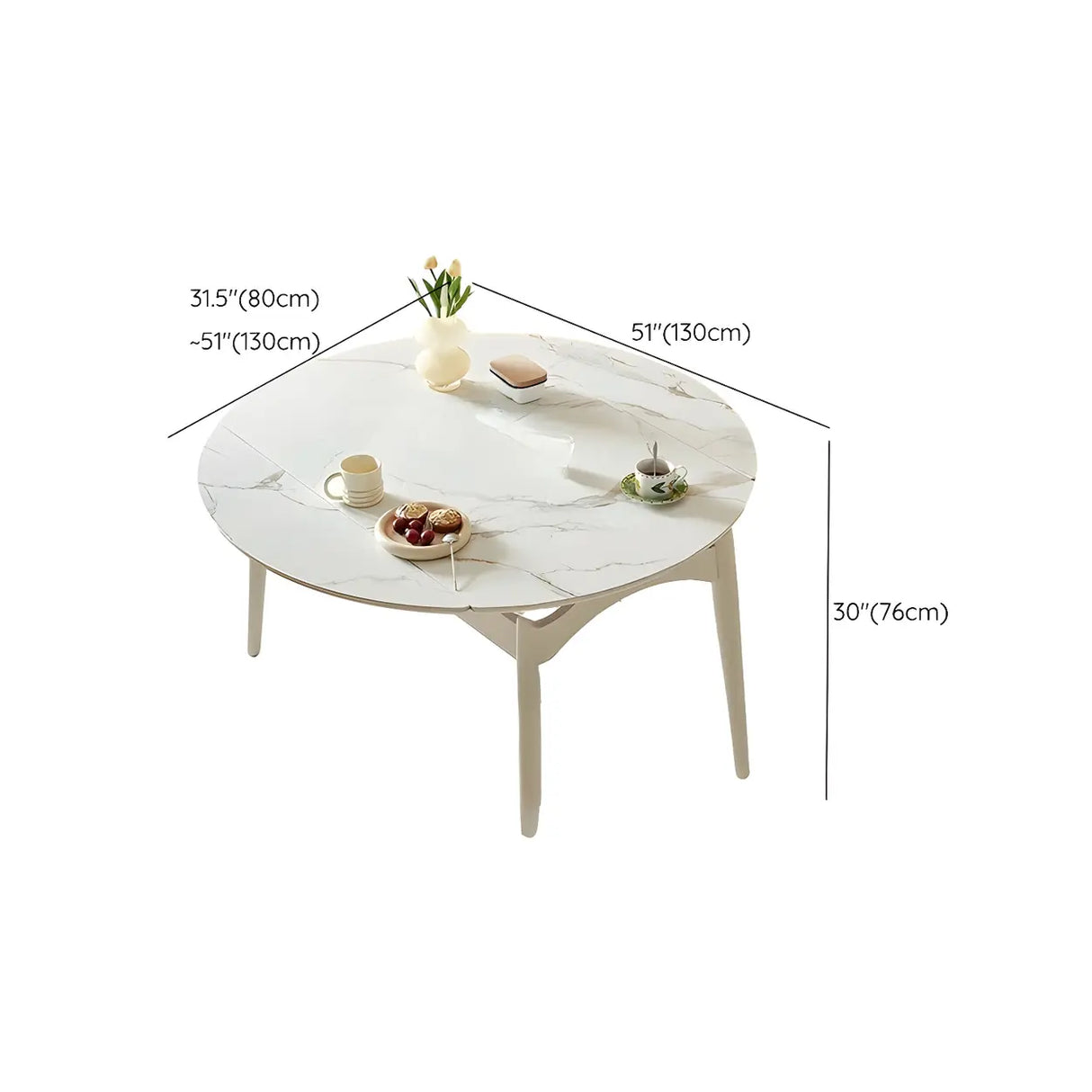 Modern Oval White Marble Extendable Dining Table 