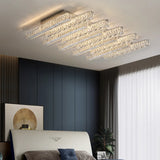 Modern Parallel Rectangle Crystal LED Flush Mount Light Image - 4