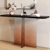 Modern Pedestal Rectangle Stump Black Top Console Table Image - 6