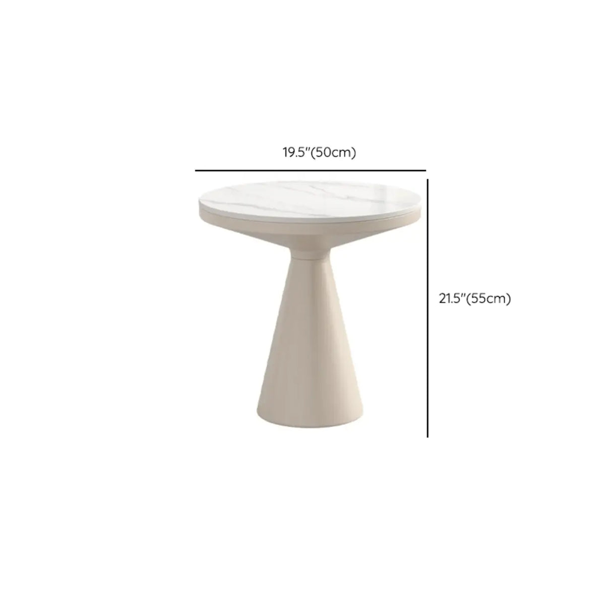 Modern Pedestal Round Sintered Stone Steel Base End Table 