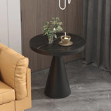 Modern Pedestal Round Sintered Stone Steel Base End Table Image - 6