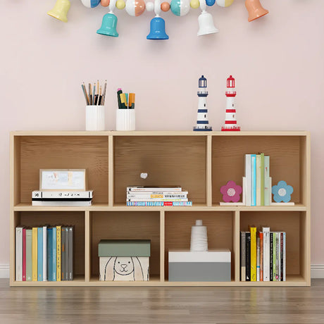 Modern Pine Natural Finish Rectangle Display Bookcases Image - 2