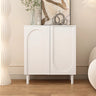 Modern Pink Wood Floor Shoe Cabinet 3-Door Storage Unit Image - 7