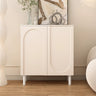 Modern Pink Wood Floor Shoe Cabinet 3-Door Storage Unit Image - 9