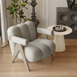 Modern Plush Living Room White Medium Accent Chair with Arms Image - 10