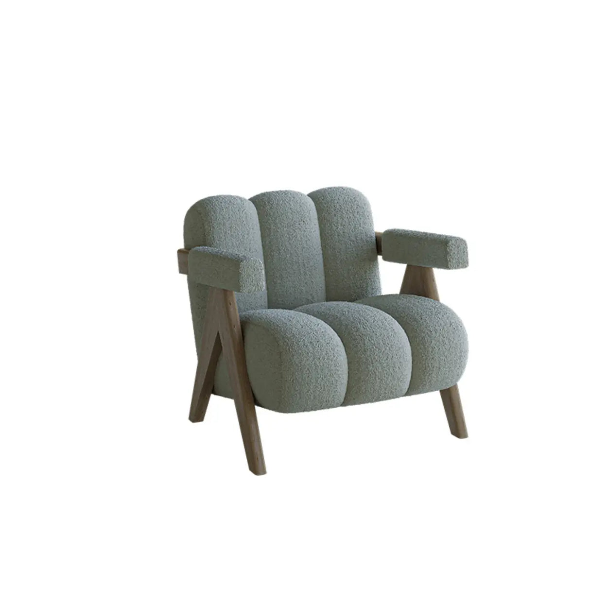 Modern Plush Living Room White Medium Accent Chair with Arms Image - 3