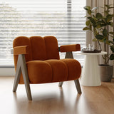 Modern Plush Living Room White Medium Accent Chair with Arms Image - 9