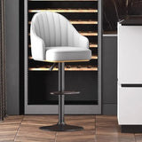 Modern Pneumatic Adjustable Swivel Bar Stool with Backrest Image - 15