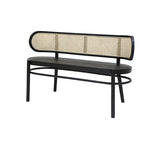 Modern Rattan-Back Wooden Bench for Stylish Home Décor Image - 2