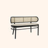Modern Rattan-Back Wooden Bench for Stylish Home Décor Image - 9