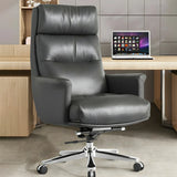 Modern Reclining Leather Black Adjustable Office Chair Image - 1