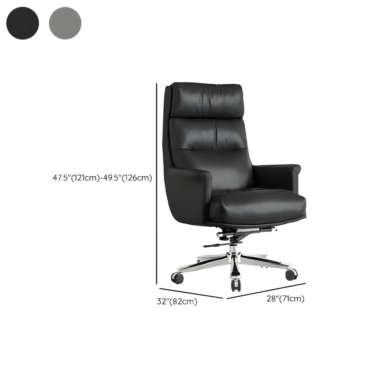 Modern Reclining Leather Black Adjustable Office Chair 