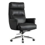Modern Reclining Leather Black Adjustable Office Chair Image - 2