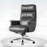Modern Reclining Leather Black Adjustable Office Chair Image - 4