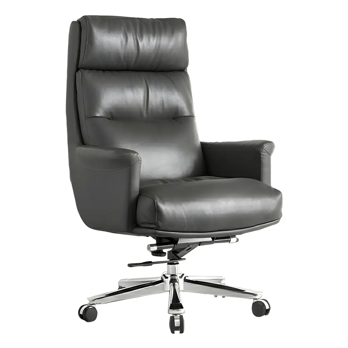 Modern Reclining Leather Black Adjustable Office Chair Image - 7
