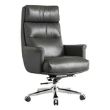 Modern Reclining Leather Black Adjustable Office Chair Image - 7