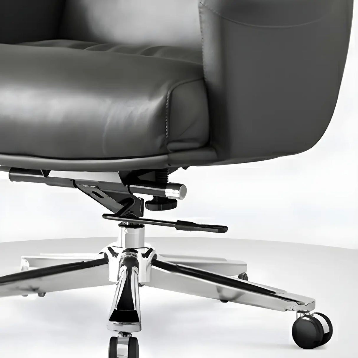 Modern Reclining Leather Black Adjustable Office Chair Image - 9