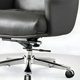 Modern Reclining Leather Black Adjustable Office Chair Image - 9