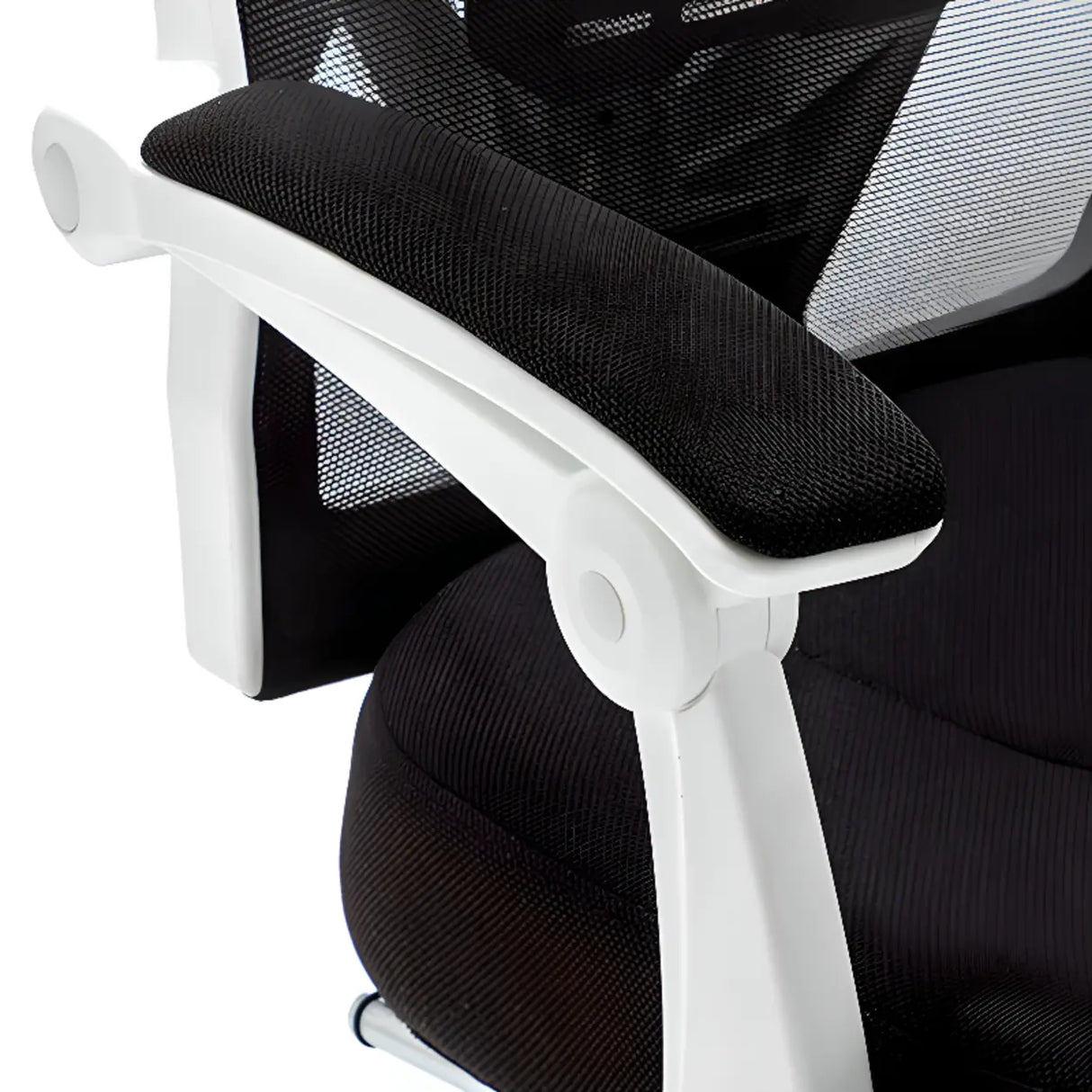 Modern Reclining Mesh Black Office Chair with Footrest Image - 12