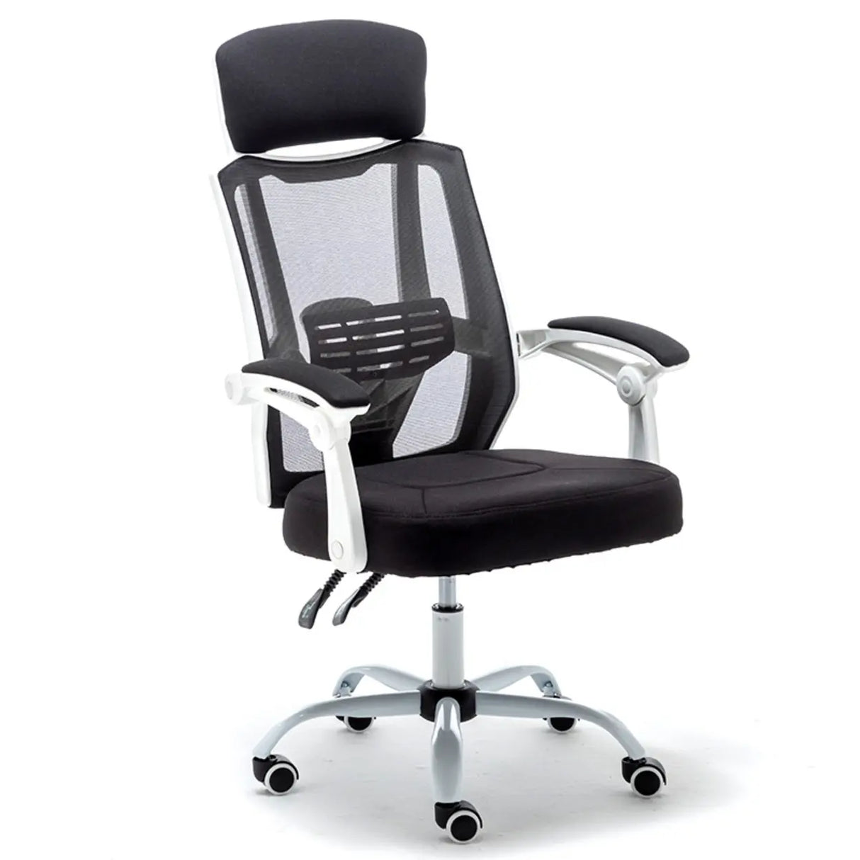 Modern Reclining Mesh Black Office Chair with Footrest Image - 13