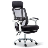 Modern Reclining Mesh Black Office Chair with Footrest Image - 15