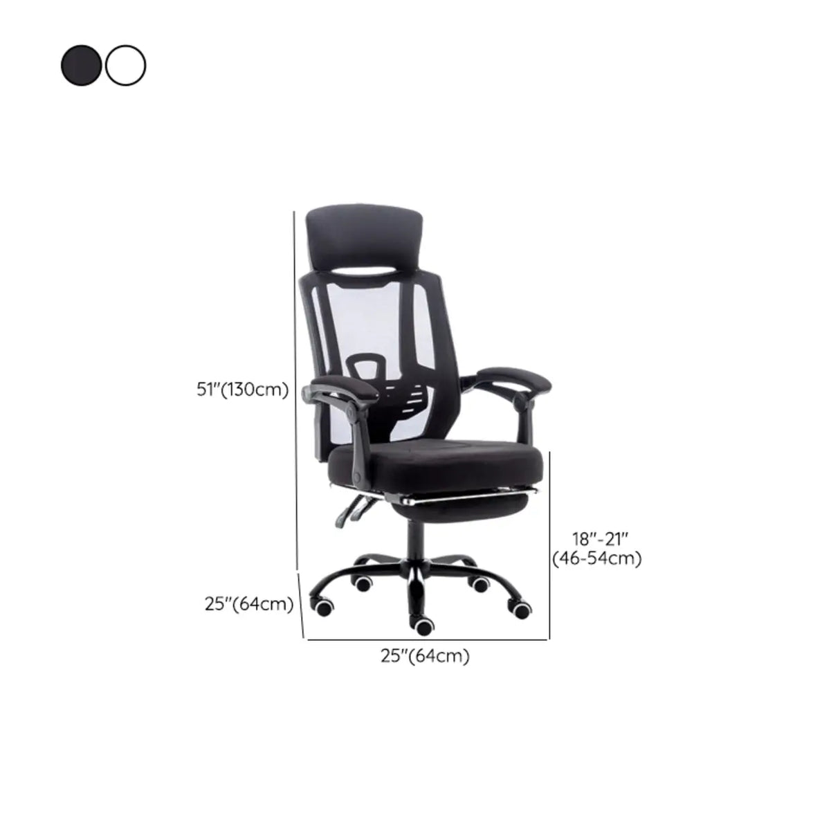 Modern Reclining Mesh Black Office Chair with Footrest Image - 21