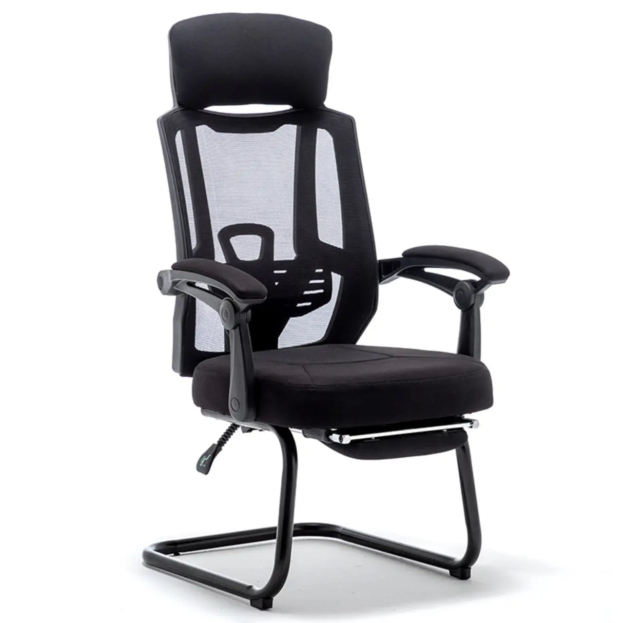Modern Reclining Mesh Black Office Chair with Footrest Image - 4