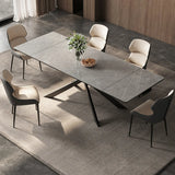 Modern Rectangle Extendable Grey Dining Table Removable Leaf Image - 1
