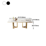 Modern Rectangle Gold Frame White Dining Table #size