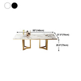 Modern Rectangle Gold Frame White Dining Table Image - 17