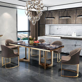 Modern Rectangle Gold Frame White Dining Table Image - 3