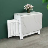Modern Rectangle Rubberwood Dining Table White Folding Image - 1