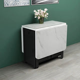 Modern Rectangle Rubberwood Dining Table White Folding Image - 3
