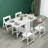 Modern Rectangle Rubberwood Dining Table White Folding Image - 4