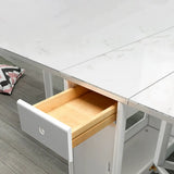 Modern Rectangle Rubberwood Dining Table White Folding Image - 6