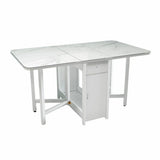 Modern Rectangle Rubberwood Dining Table White Folding Image - 7
