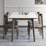 Modern Rectangle Scratch Resistant White Stone Dining Table Image - 1