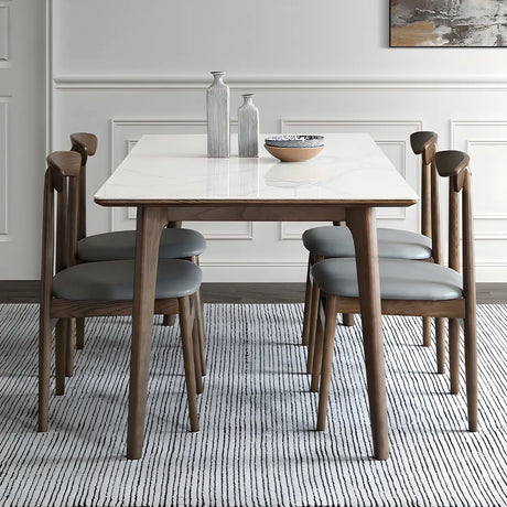 Modern Rectangle Scratch Resistant White Stone Dining Table Image - 1
