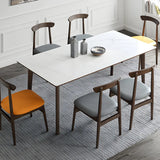 Modern Rectangle Scratch Resistant White Stone Dining Table Image - 2