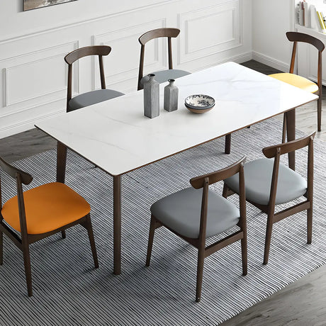 Modern Rectangle Scratch Resistant White Stone Dining Table Image - 2